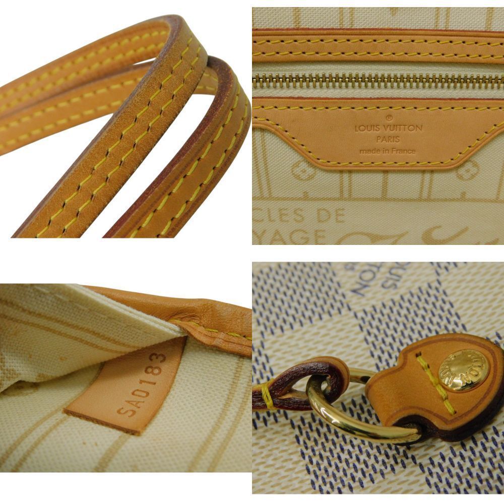 LOUIS VUITTON Neverfull Tote Bag Damier Azur White